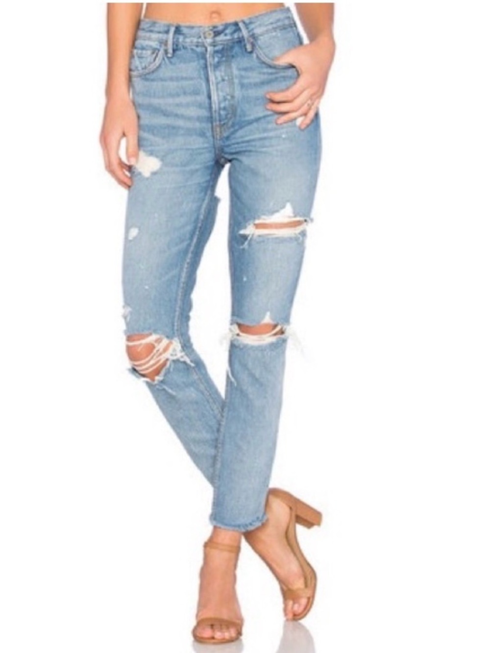 GRLFRND Light Blue Distressed Boyfriend Jeans
